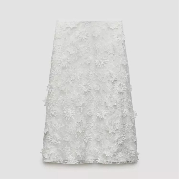 EMBROIDERED MIDI SKIRT ZW COLLECTION SIZE M - Picture 6 of 9
